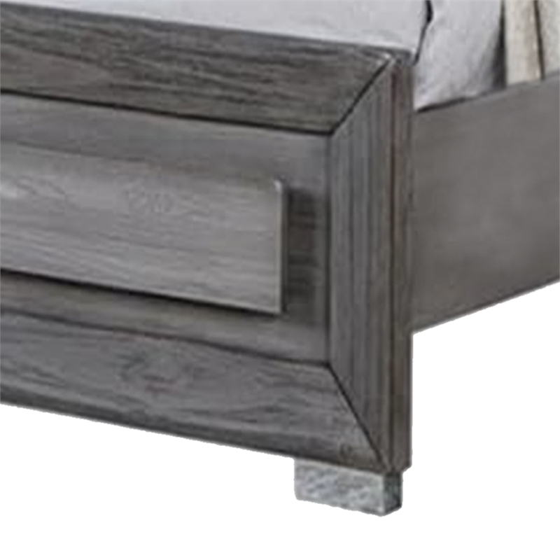 Reno Queen Bed with LED Headboard and Metal Bracket Legs-Gray Wood