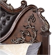 Prio King Bed w Carved Details-Brown Button Tufted Faux Leather-Brown