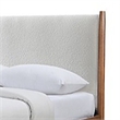 Carry King Size Bed w Beige Boucle Upholstered Headboard-Walnut Brown
