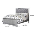 Fery Queen Size Bed-Gray Velvet Upholstery-Silver Mirror Accents