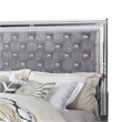 Fery Queen Size Bed-Gray Velvet Upholstery-Silver Mirror Accents