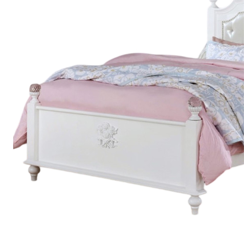 Bela Full Size Bed w Button Tufted Headboard-White Faux Leather