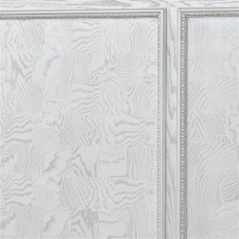 Miamy King Bed-Creamy White Wood-Panel Design-Silver Brushed Accents