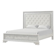 Miamy Queen Bed-Creamy White Wood-Panel Design-Silver Brushed Accents