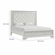 Miamy Queen Bed-Creamy White Wood-Panel Design-Silver Brushed Accents