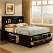 Simo King Bed-Bookcase Headboard-Storage Drawers-Black
