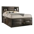 Simo King Bed-Bookcase Headboard-Storage Drawers-Gray