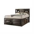 Simo Queen Bed-Bookcase Headboard-Storage Drawers-Gray