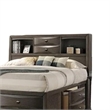 Simo Queen Bed-Bookcase Headboard-Storage Drawers-Gray