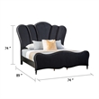 Eleena Queen Bed-Scalloped Padded Channel Tufting-Black Upholstery