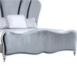 Eleena King Bed-Scalloped Padded Channel Tufting-Silver Upholstery