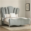 Eleena King Bed-Scalloped Padded Channel Tufting-Silver Upholstery