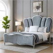 Eleena Queen Bed-Scalloped Padded Channel Tufting-Silver Upholstery