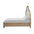 Lyla King Bed-Scalloped Ivory Upholstery-Rustic Oak Solid Wood