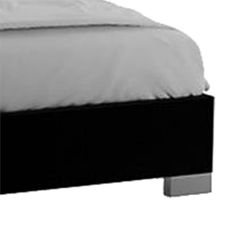 Cari King Size Bed w LED Lit Bookcase Shelf-Black-Chrome-Solid Wood