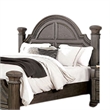 Akia Queen Bed-Gray Solid Wood-Classic Reeded Posts-Molded Trim