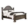 Akia Queen Bed-Gray Solid Wood-Classic Reeded Posts-Molded Trim