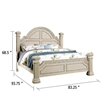 Akia King Bed-Antique White Solid Wood-Reeded Posts-Molded Trim
