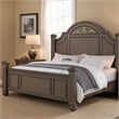 Recus King Bed-Carved Floral Details-Arched Headboard-Gray Wood