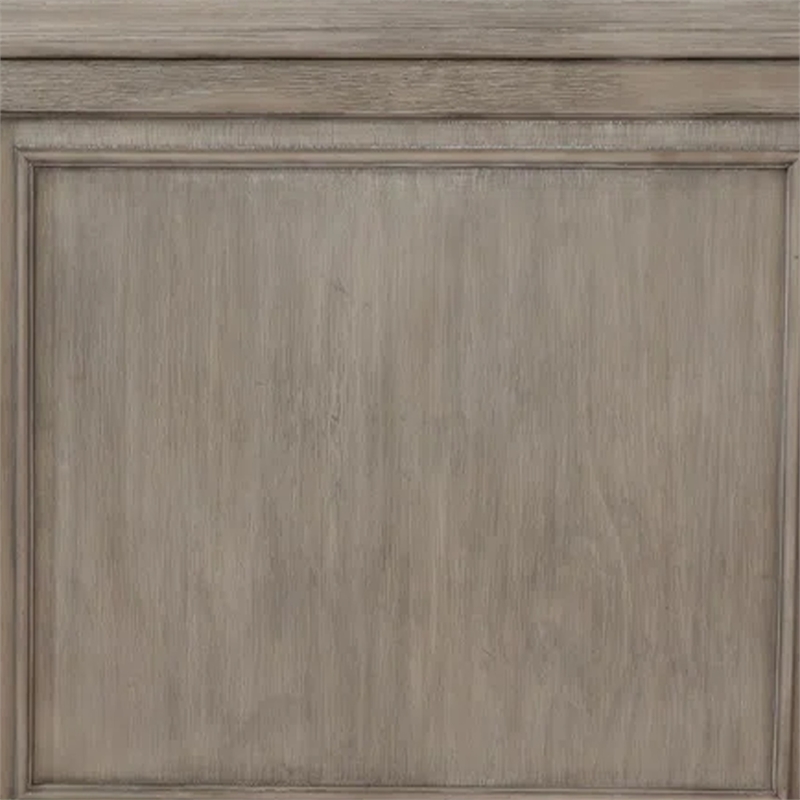 Ava King Bed with Footboard Storage and Bun Feet-Gray Solid Wood