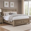 Ava King Bed with Footboard Storage and Bun Feet-Gray Solid Wood
