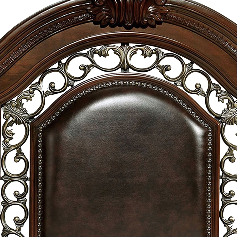 Fleur Queen Bed-Padded Headboard-Bun-Feet-Cherry Espresso Brown