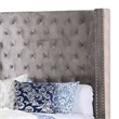 Rozy Queen Bed with Wingback Headboard-Nailhead Trim-Gray Upholstery