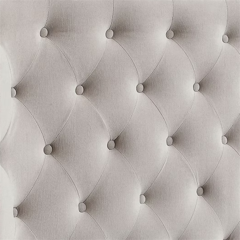 Rozy King Bed-Wingback Tall Headboard-Nailhead Trim-Ivory Upholstery