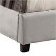 Rozy Queen Bed w Wingback Tall Headboard-Nailhead Trim-Ivory Upholstery