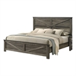 Bry King Size Bed w Chevron Panel Headboard-Rustic Gray Wood Frame