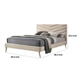 Vevy King Size Bed-Chevron Tufted Beige Flannelette Upholstery