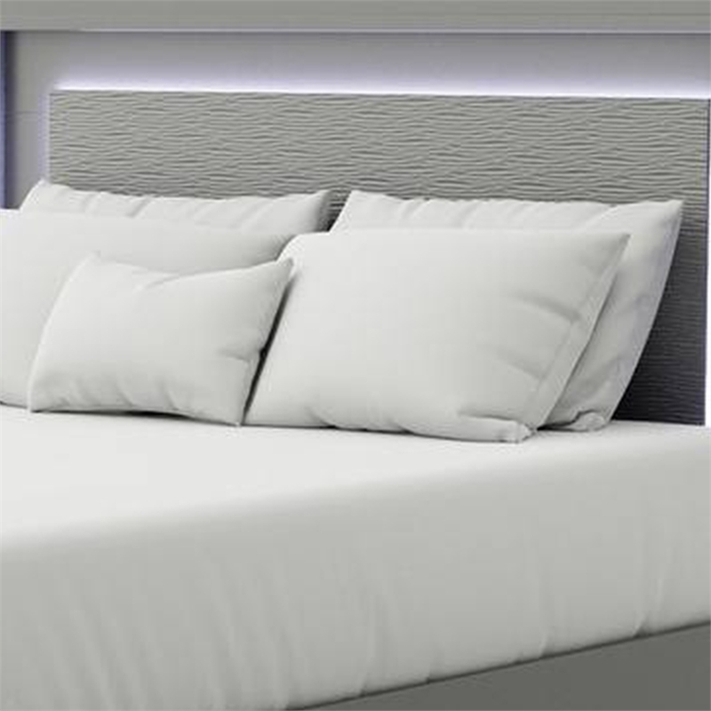 Aliso California King Size Bed-LED Panel Headboard-Metallic Gray