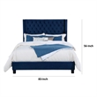 Hiu King Size Bed-Wingback Headboard-Navy Blue Velvet Like Upholstery