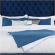 Hiu King Size Bed-Wingback Headboard-Navy Blue Velvet Like Upholstery