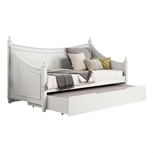 Kiki Twin Size Daybed w Trundle-Molded Details White Solid Wood