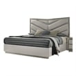 Vino King Bed-Gray Chevron Satin Fabric Upholstered-Solid Wood