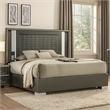 Levi King Bed-Dark Gray-Solid Teak and Rubberwood-Modern LED Lighting