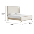 Fea Queen Bed-Natural Oak-Shelter Padded Headboard-White Upholstery