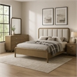 Deon 4 Piece Queen Bedroom Set-Upholstered Headboard-Brown Hardwood