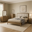 Deon 5 Piece Queen Bedroom Set-Upholstered Headboard-Brown Hardwood