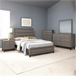 Mela 5pc Full Bed Set-Nightstand Dresser Chest and Mirror-Oak Gray