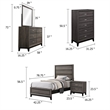 Mela 5pc Twin Bed Set-Nightstand Dresser Chest and Mirror-Oak Gray