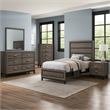 Mela 5pc Twin Bed Set-Nightstand Dresser Chest and Mirror-Oak Gray
