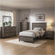 Mela 5pc Twin Bed Set-Nightstand Dresser Chest and Mirror-Oak Gray