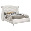 Dini 4pc Queen Bedroom Set-Tufted Wingback in White Velvet w Crystals