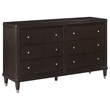 Amber 4pc Poster Queen Bed Set-Modern Dark Brown Wood-Dresser Mirror