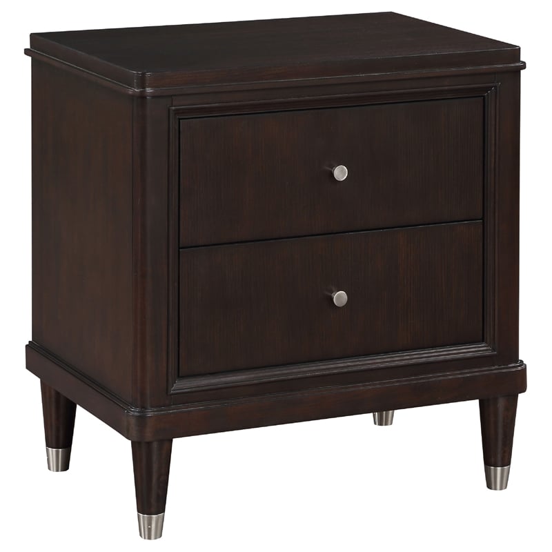 Amber 5pc Poster Queen Bed Set-Modern Dark Brown Wood-Dresser Chest