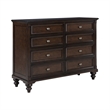 Meon 4pc Poster Queen Bed Set-Classical Dark Oak Brown-Dresser Mirror