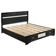 Vino Black 4pc California King Bed Set with Storage-Glitter Accent