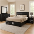 Vino Black 4pc California King Bed Set with Storage-Glitter Accent